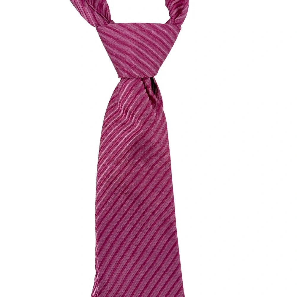Donald J Trump Signature Collection Mens Pink Textured Stripe‎ 100% Silk Necktie